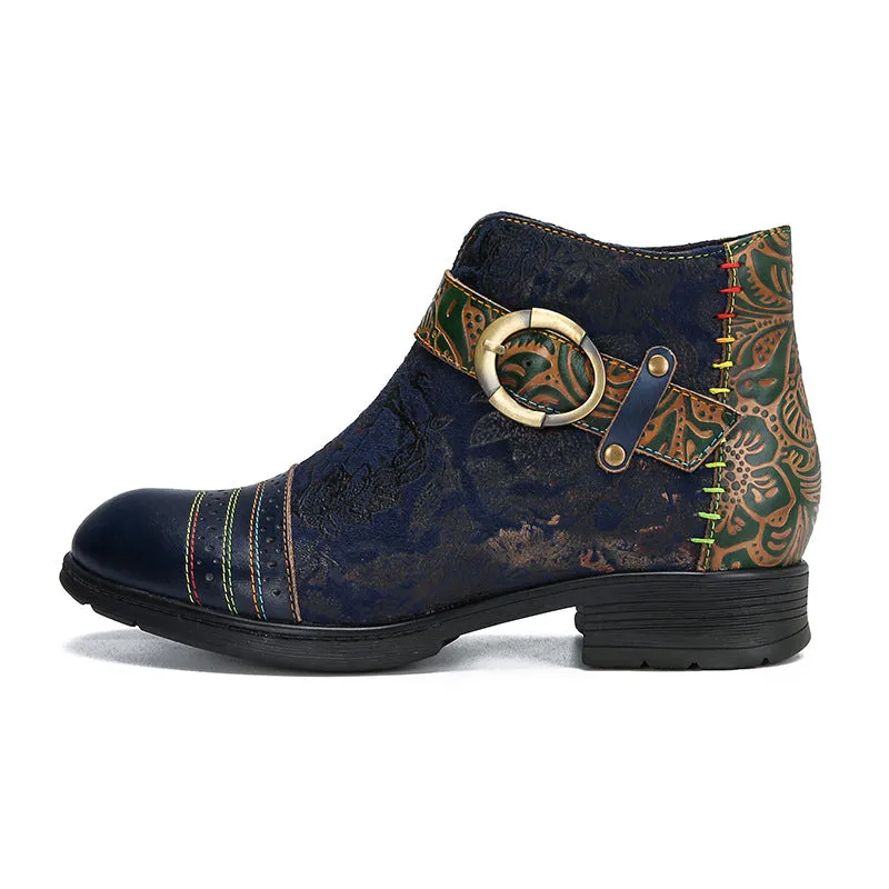 Handmade Sexy Buckle Ankle Boots