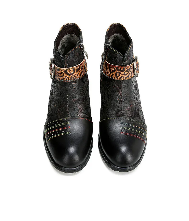 Handmade Sexy Buckle Ankle Boots