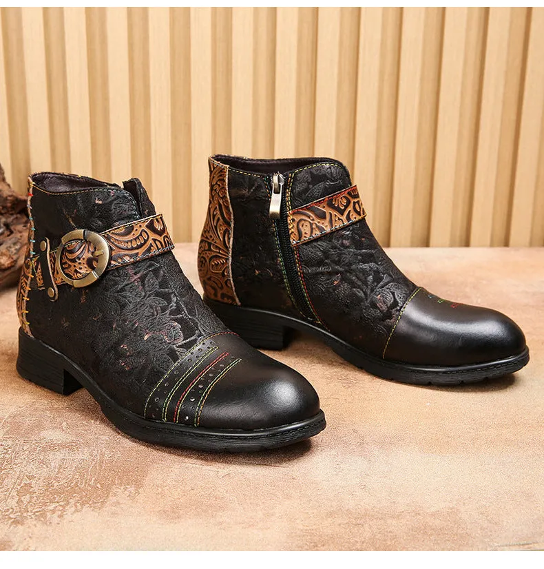 Handmade Sexy Buckle Ankle Boots