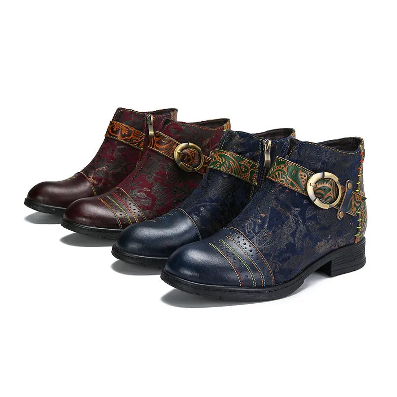 Handmade Sexy Buckle Ankle Boots