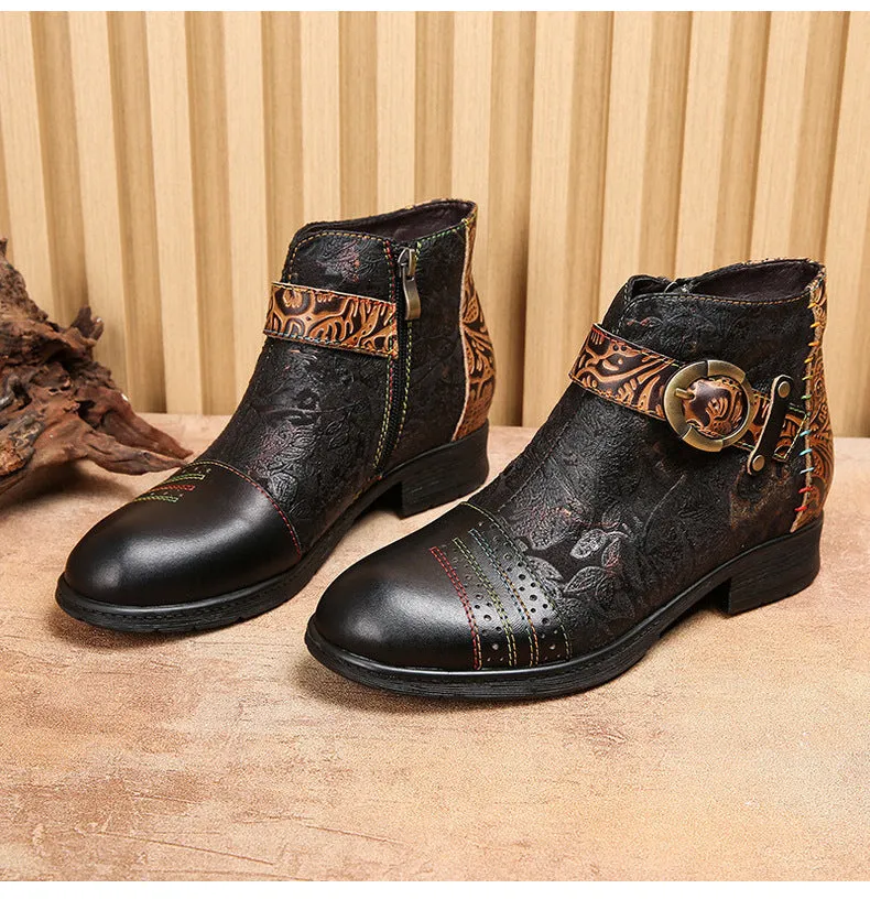 Handmade Sexy Buckle Ankle Boots