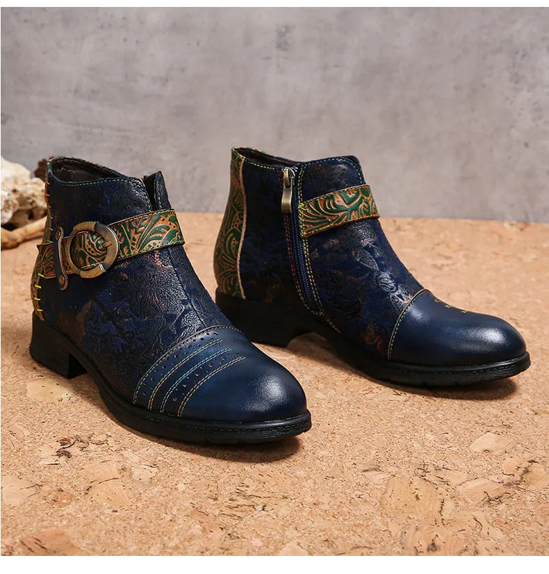 Handmade Sexy Buckle Ankle Boots