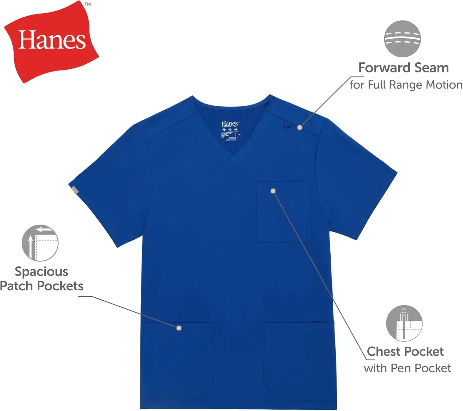 Hanes Healthcare Top, Moisture-Wicking Stretch Scrub Shirts for Men, Odor Control