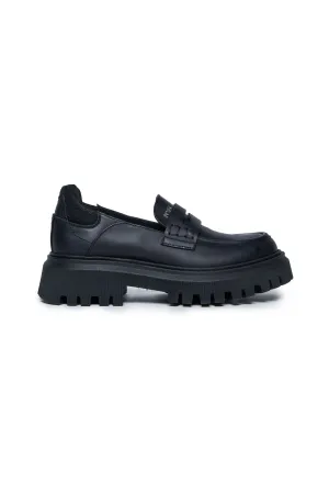 Leather loafers with track sole