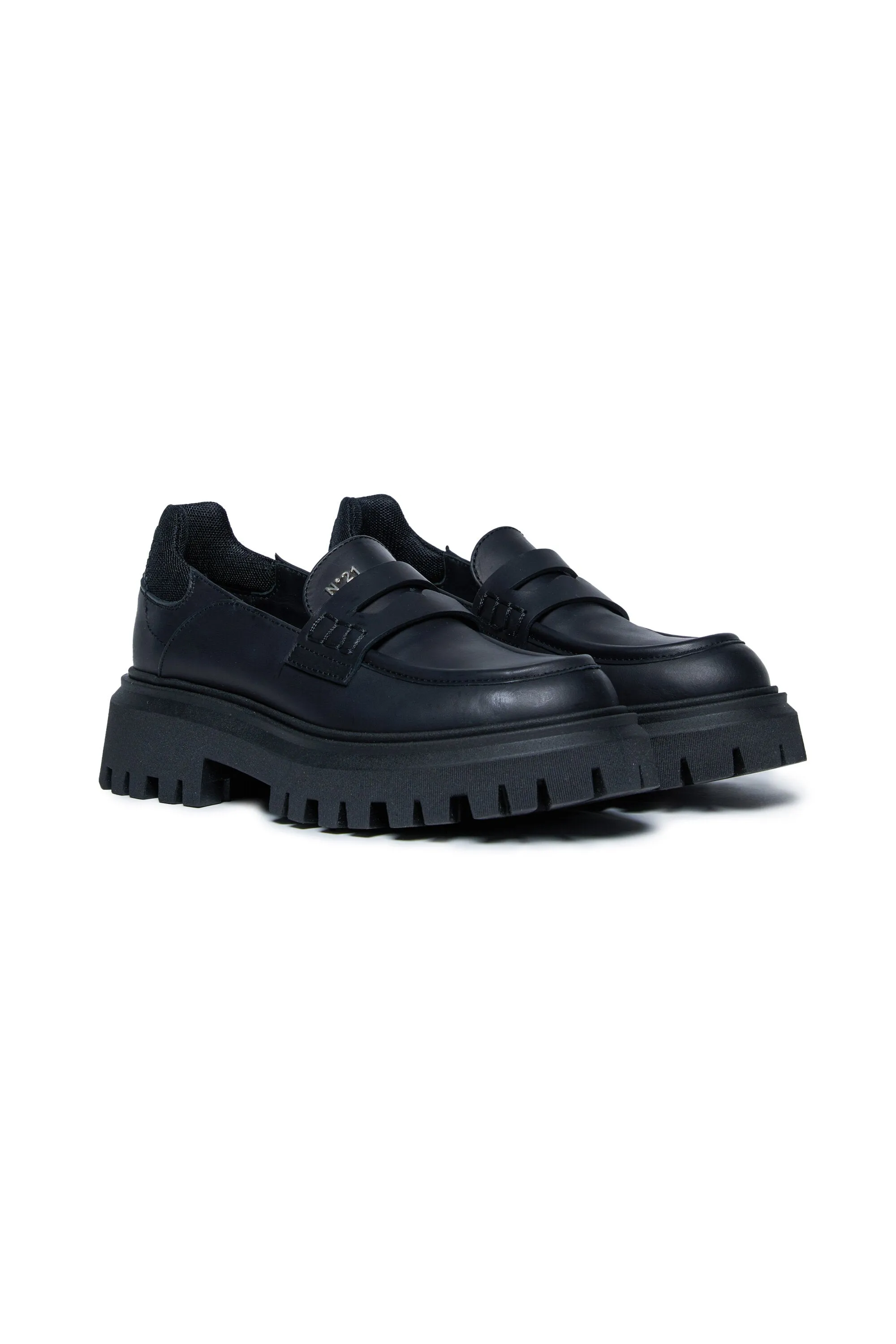 Leather loafers with track sole
