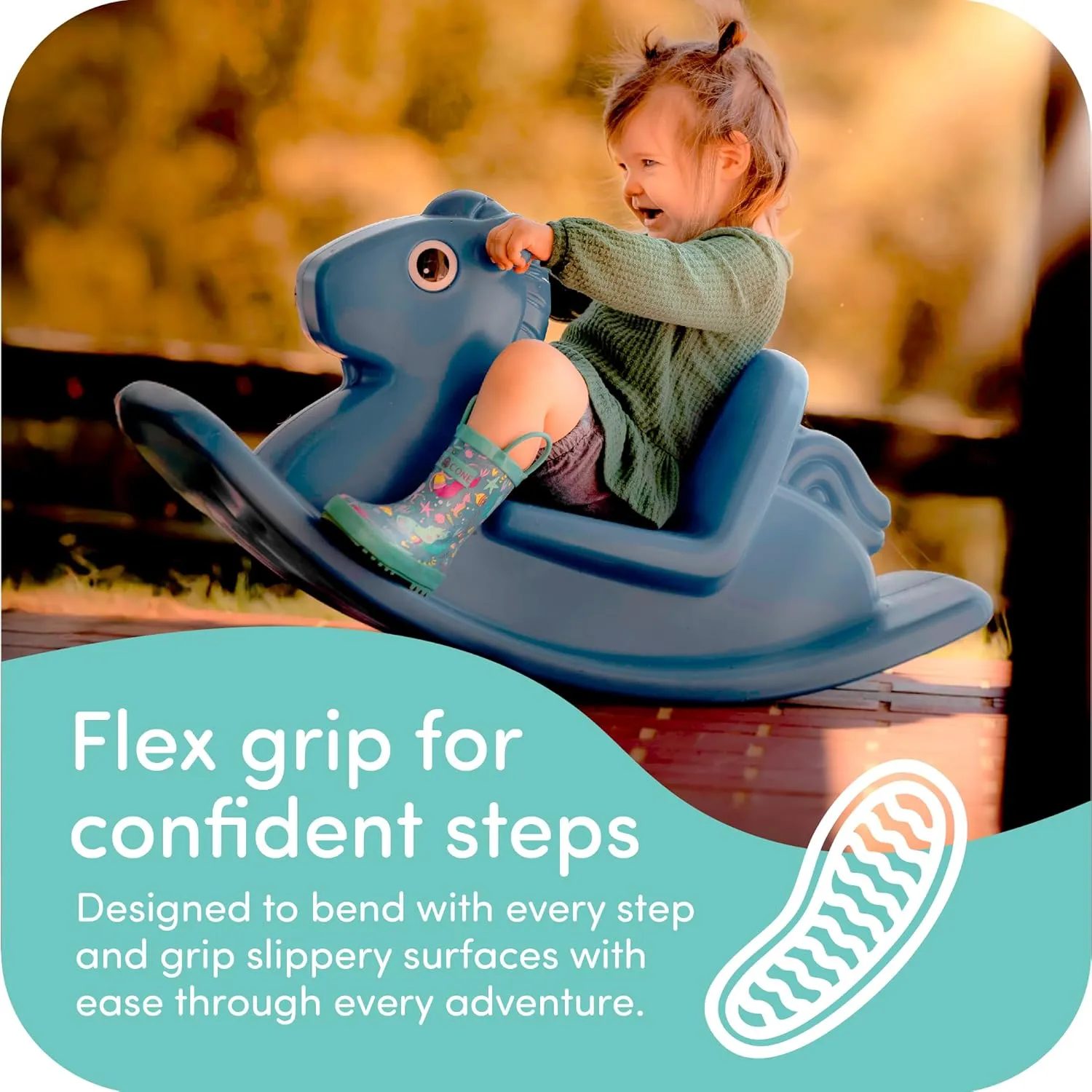 Lone Cone Kids Rain Boots for Girls & Boys ?C Waterproof Natural Rubber Toddler Rain Boots with Non-Slip Outsole & Easy Pull Handles ?C Solid, Pattern & Glitter Designs