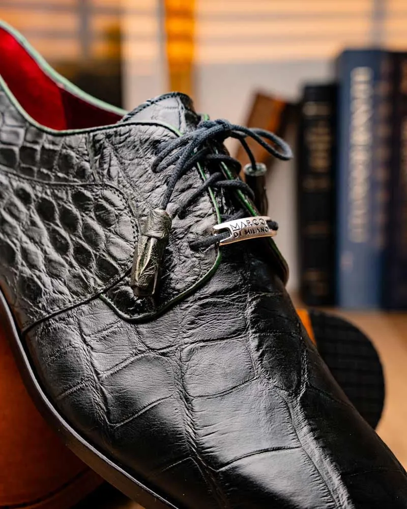 Marco Di Milano Fitipaldi Olive Alligator Derby Shoes