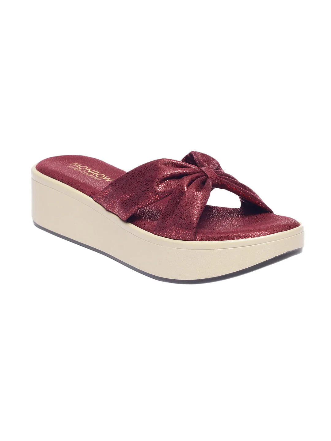 Nellie Maroon Flatform Heels