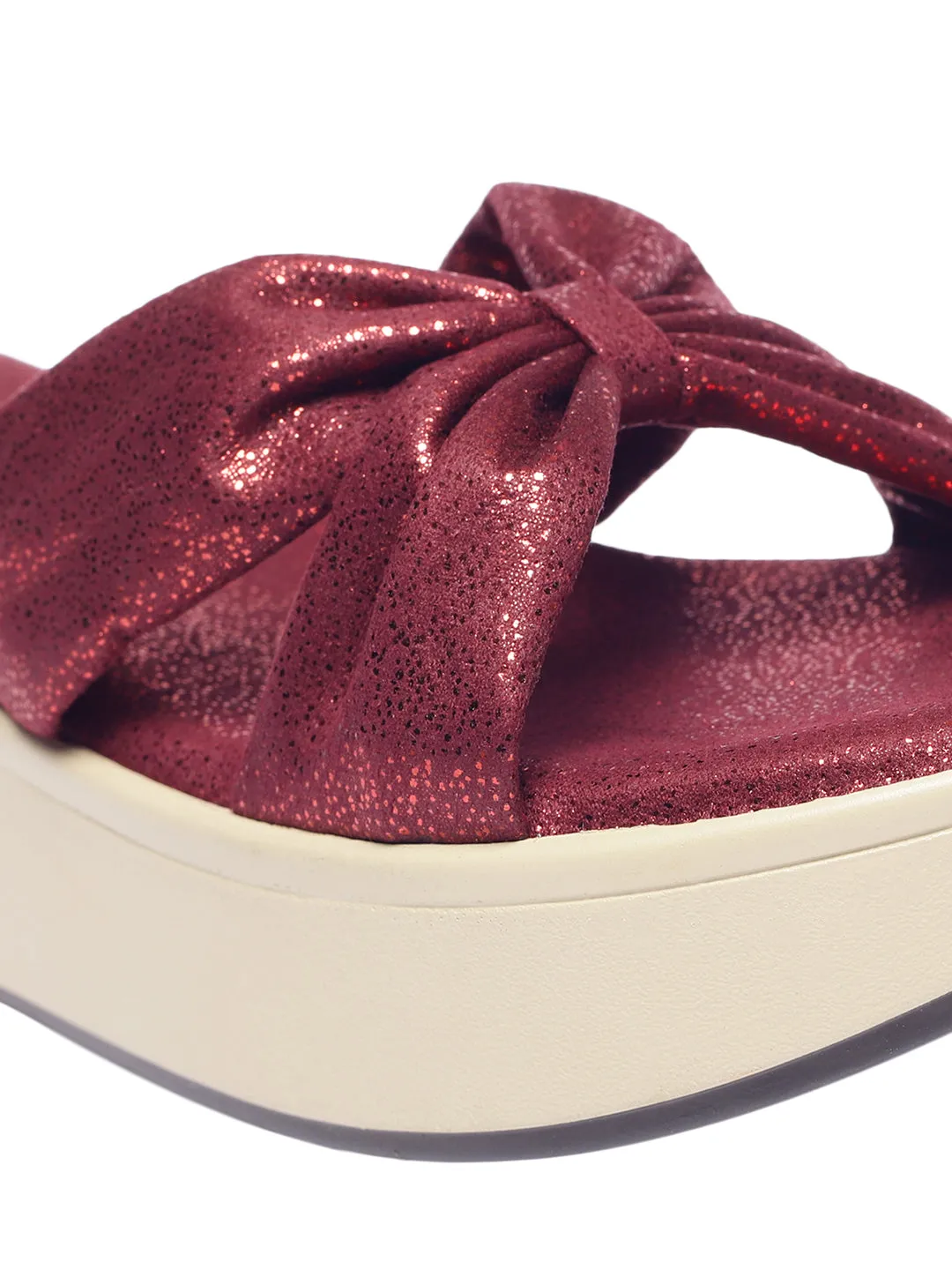 Nellie Maroon Flatform Heels