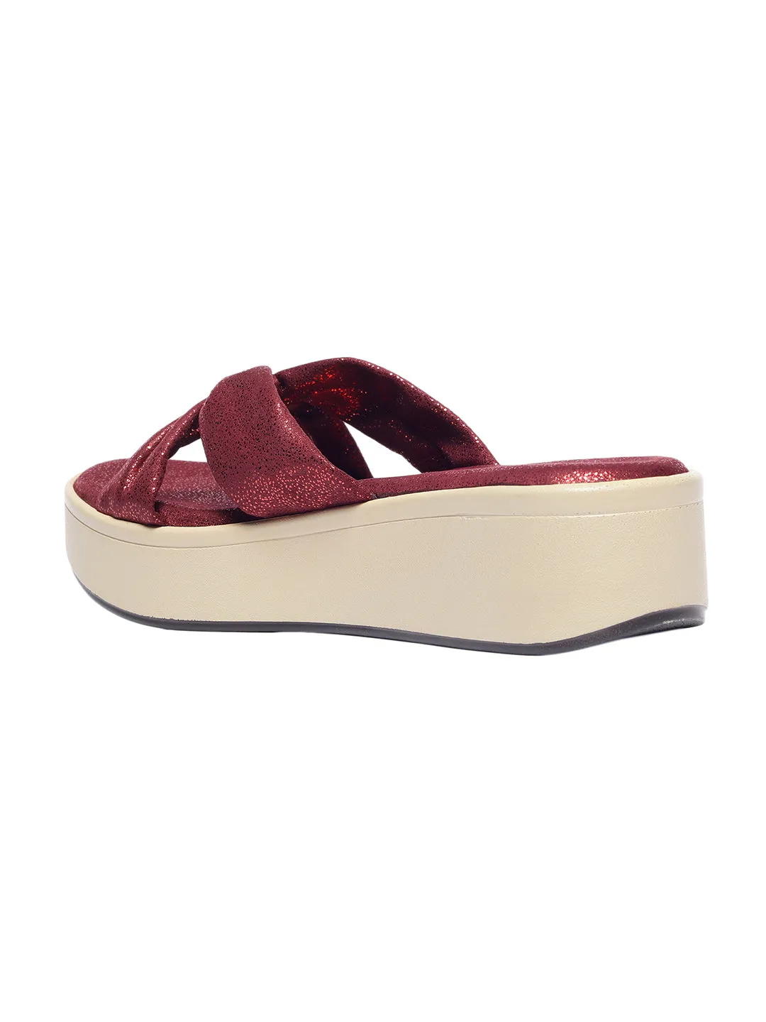 Nellie Maroon Flatform Heels