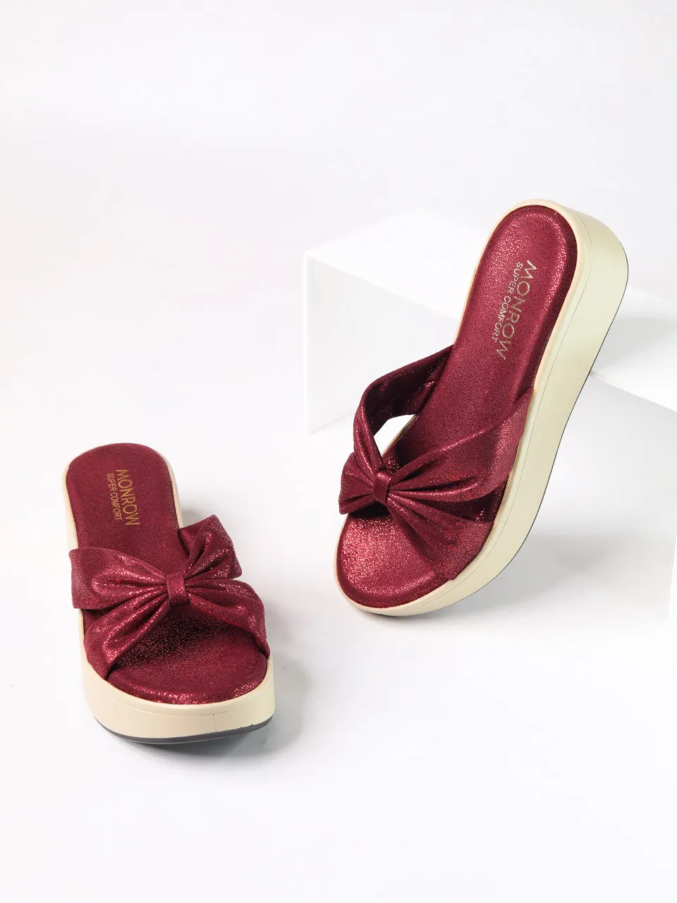 Nellie Maroon Flatform Heels