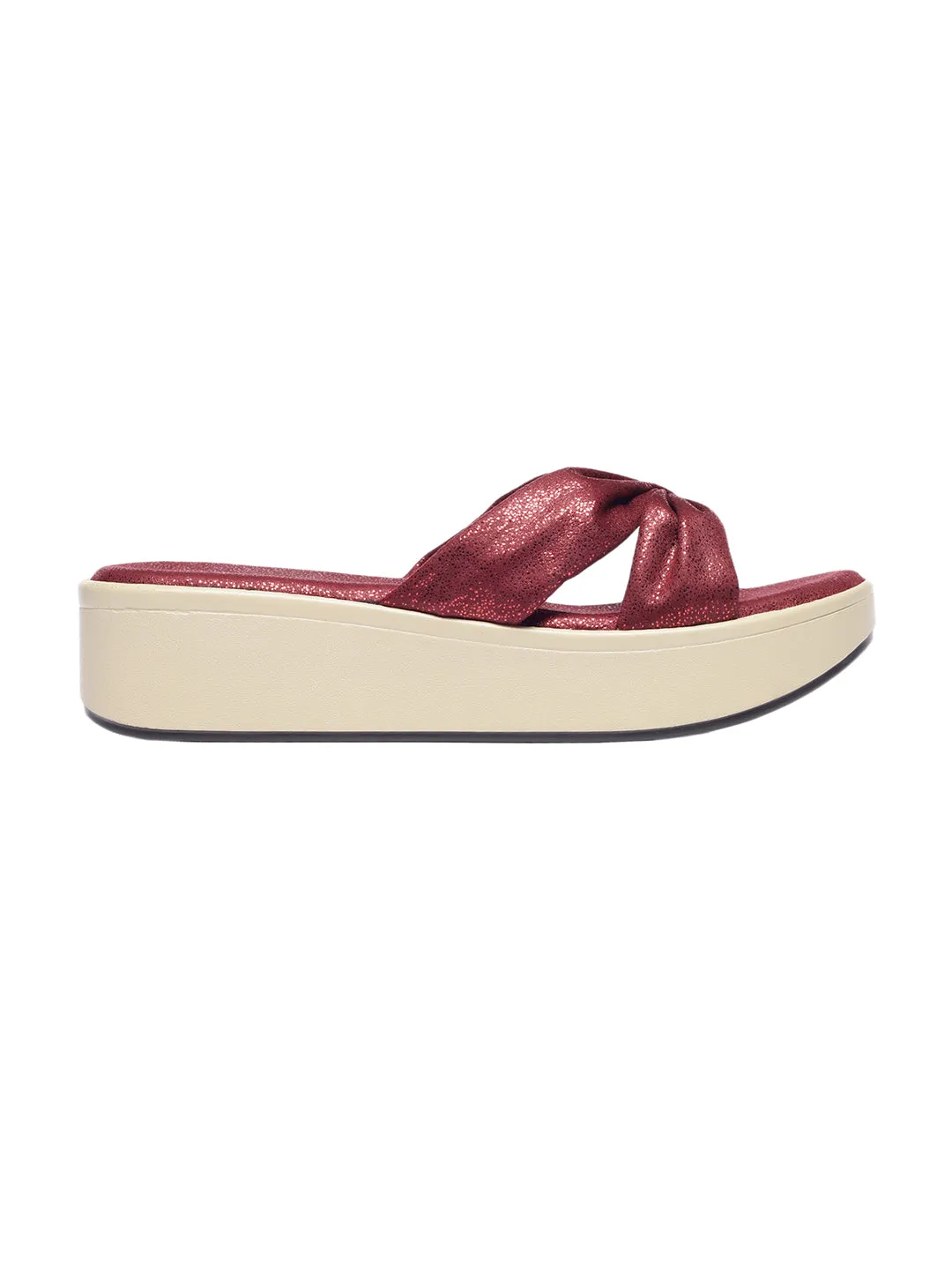 Nellie Maroon Flatform Heels