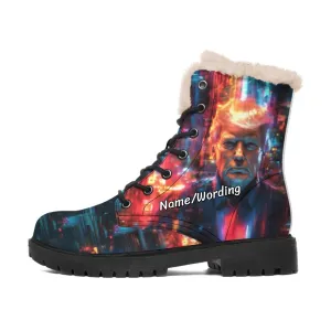 Personalized Trump Boots, Custom Patriotic Fur Lining Boots, Pride Unisex Boots