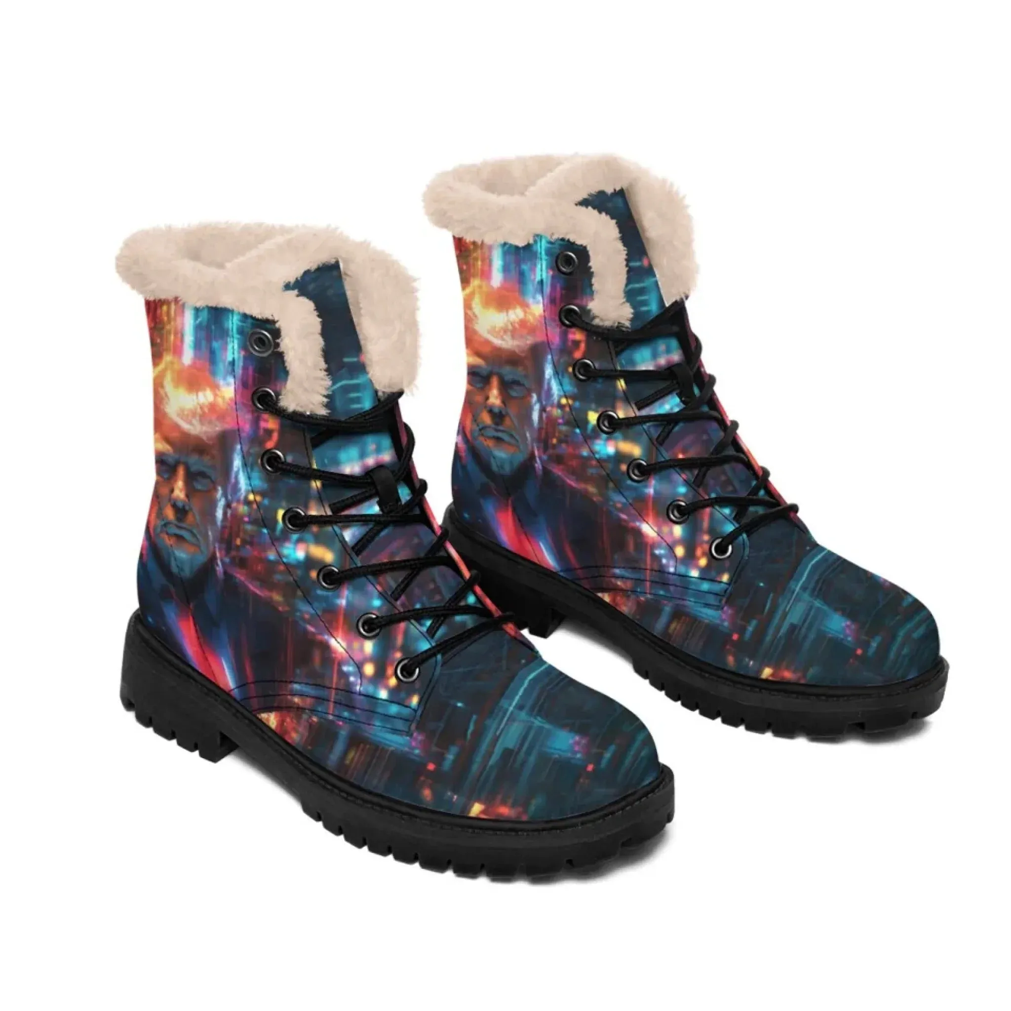 Personalized Trump Boots, Custom Patriotic Fur Lining Boots, Pride Unisex Boots