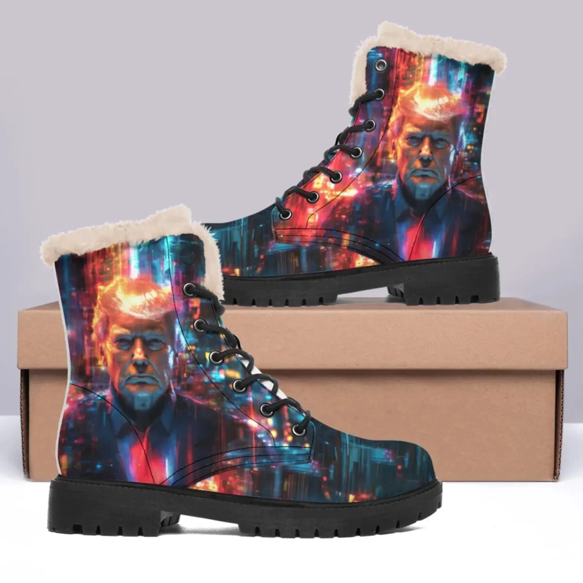Personalized Trump Boots, Custom Patriotic Fur Lining Boots, Pride Unisex Boots