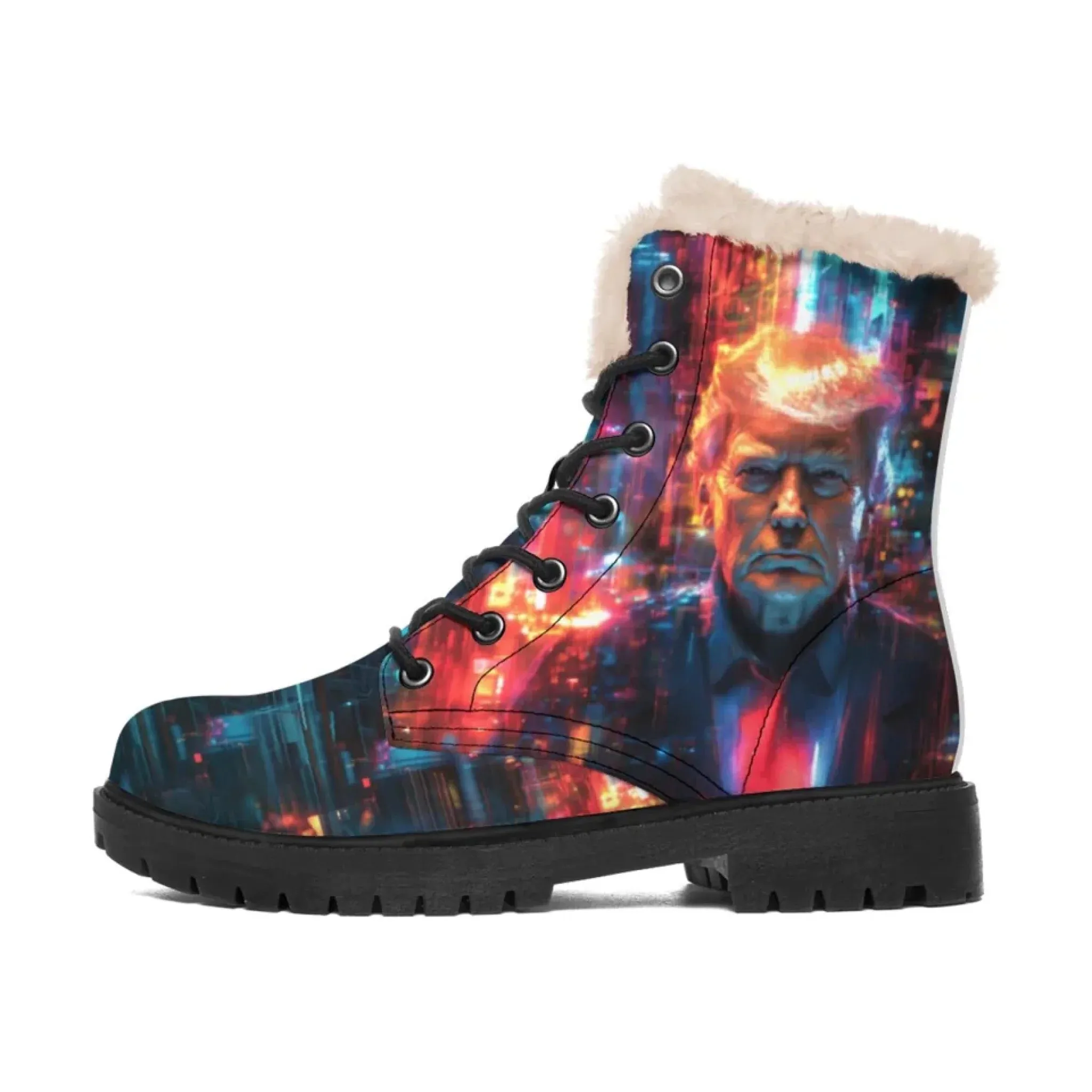 Personalized Trump Boots, Custom Patriotic Fur Lining Boots, Pride Unisex Boots