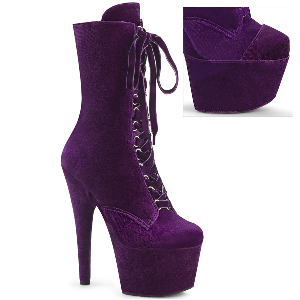 Pleaser Adore 1045Vel Womens 7" Heel, Platform Front Lace Pole Dance Ankle Boots