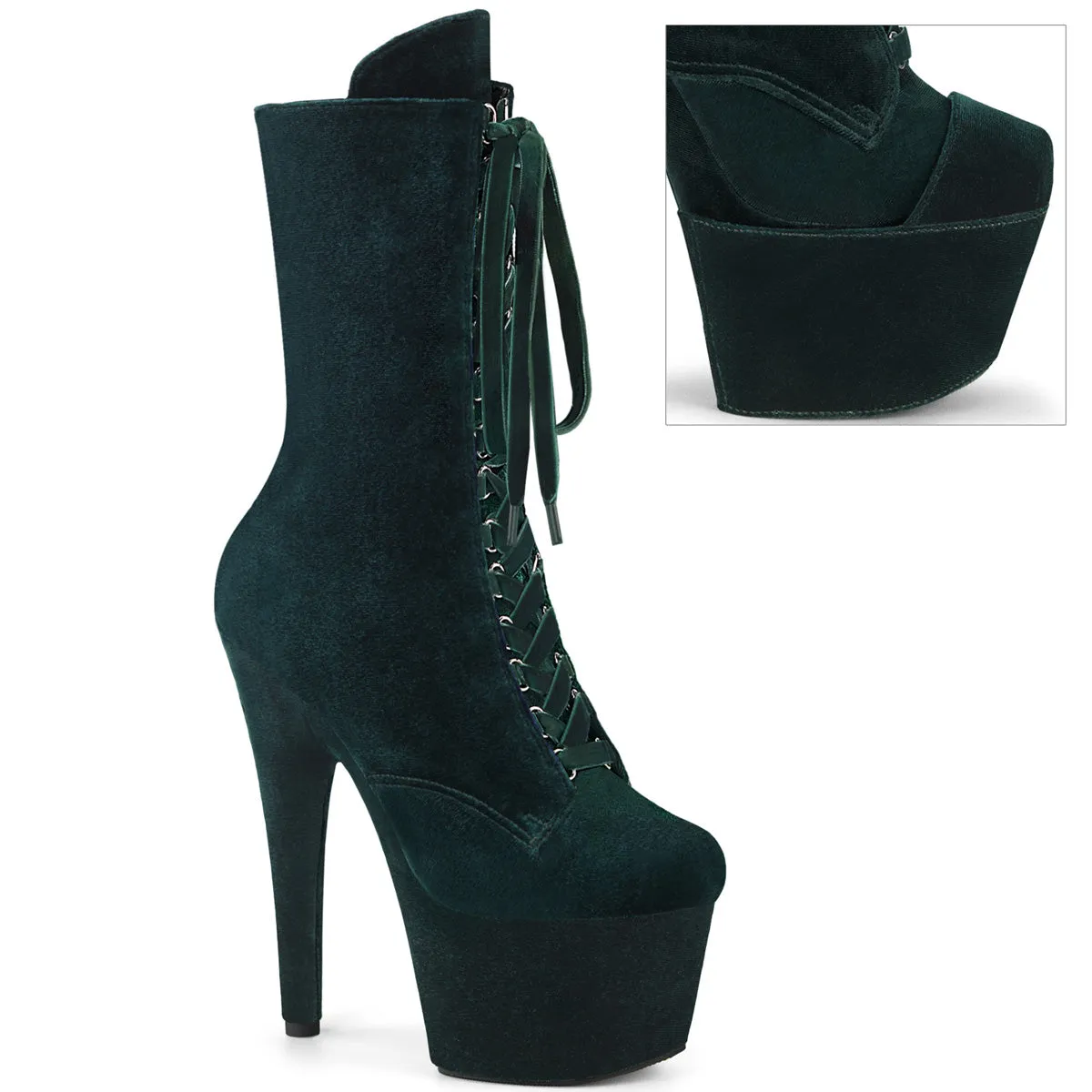 Pleaser Adore 1045Vel Womens 7" Heel, Platform Front Lace Pole Dance Ankle Boots