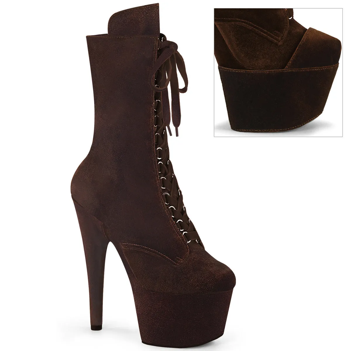 Pleaser Adore 1045Vel Womens 7" Heel, Platform Front Lace Pole Dance Ankle Boots