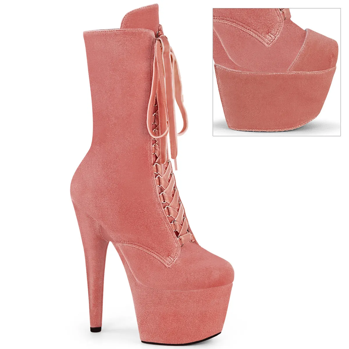 Pleaser Adore 1045Vel Womens 7" Heel, Platform Front Lace Pole Dance Ankle Boots