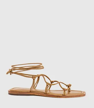 SAMILLA Sandal with Knotted Ankle Tie in Natural