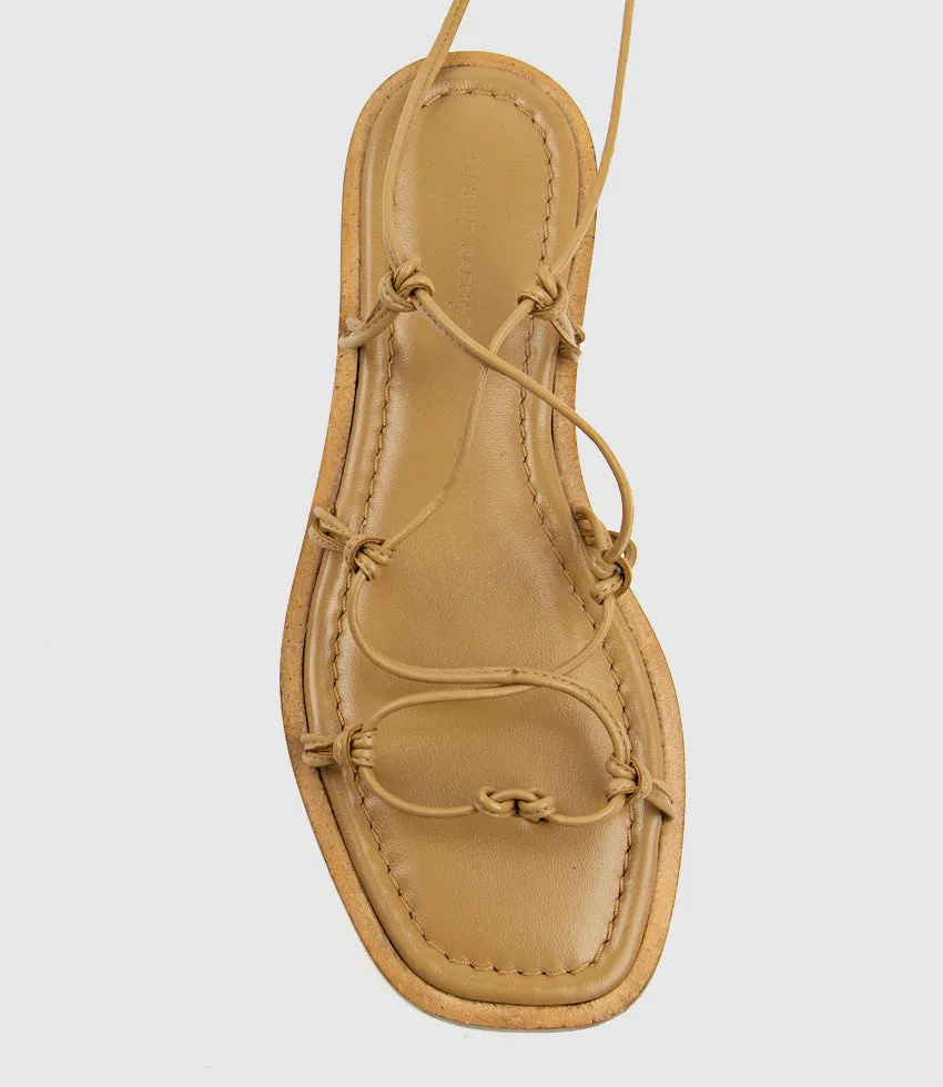 SAMILLA Sandal with Knotted Ankle Tie in Natural