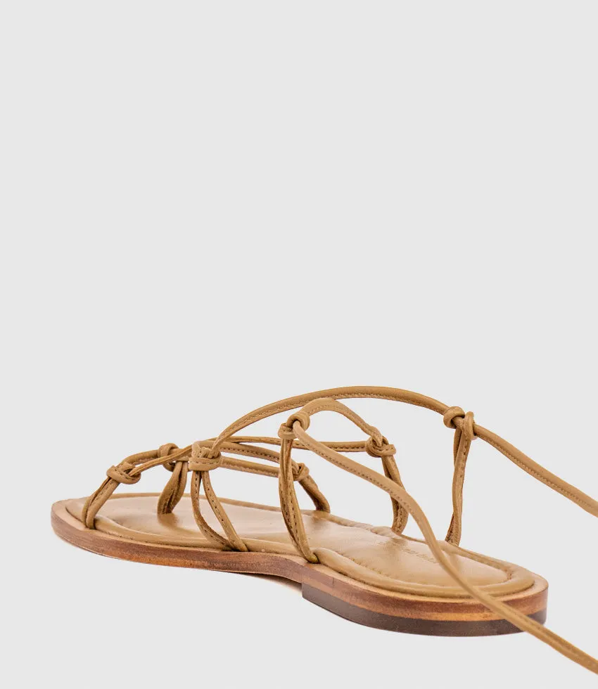 SAMILLA Sandal with Knotted Ankle Tie in Natural