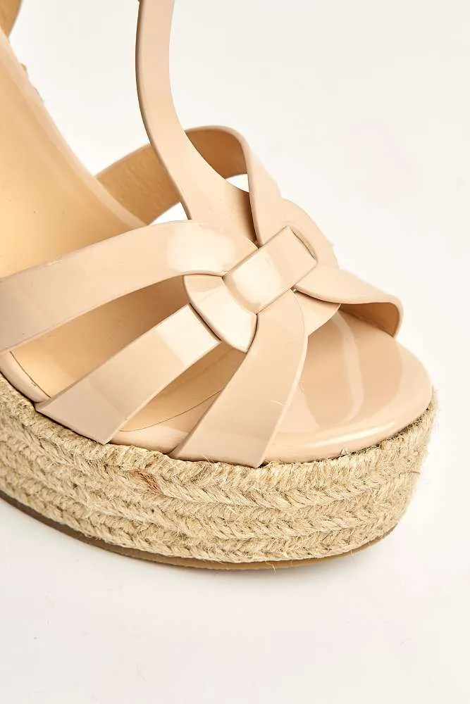 Selene Anklestrap Open Toe Wedge Sandals in Nude