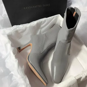 Senyu Sea Lane Korean Style Super High Heel Ankle Boots - Square Toe Stretch Boots for Women