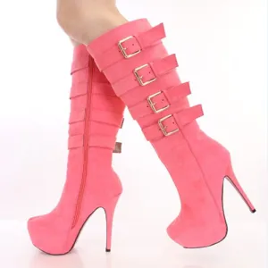 shofoo shoes.New fashion women&#39;s shoes , suede, decorative buckle, knee-hingh boots, high-heeled boots, women boots. SIZE:34-45
