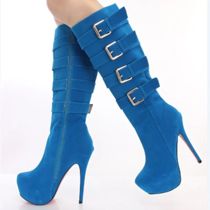shofoo shoes.New fashion women&#39;s shoes , suede, decorative buckle, knee-hingh boots, high-heeled boots, women boots. SIZE:34-45