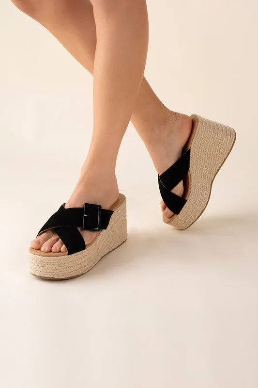 SODA Manta Espadrille Platform Slides