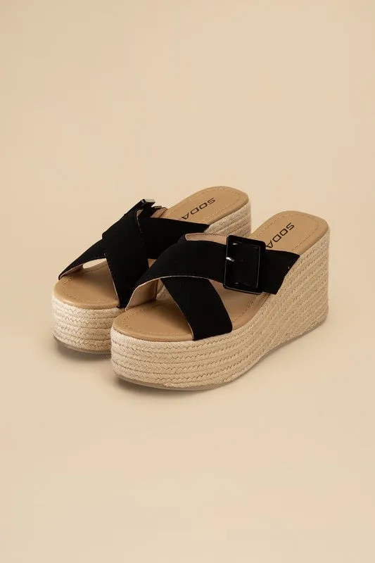 SODA Manta Espadrille Platform Slides
