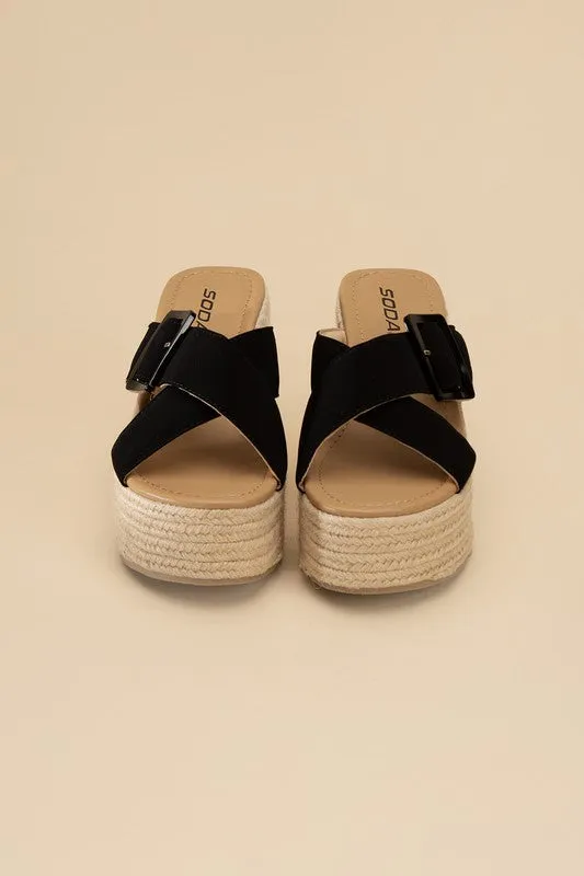 SODA Manta Espadrille Platform Slides