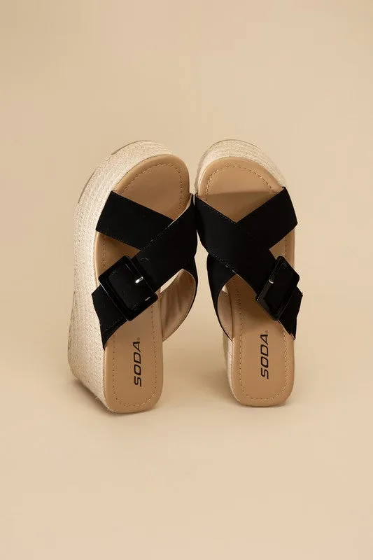 SODA Manta Espadrille Platform Slides