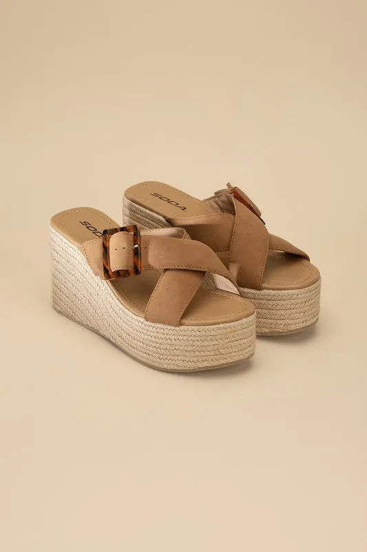SODA Manta Espadrille Platform Slides