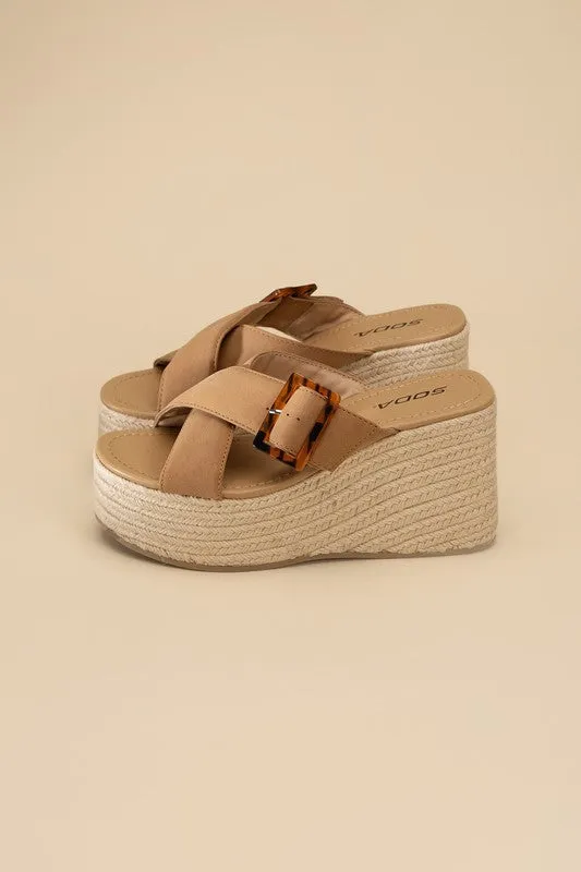 SODA Manta Espadrille Platform Slides