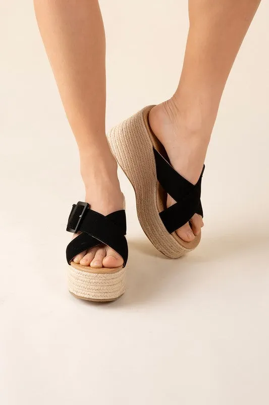 SODA Manta Espadrille Platform Slides