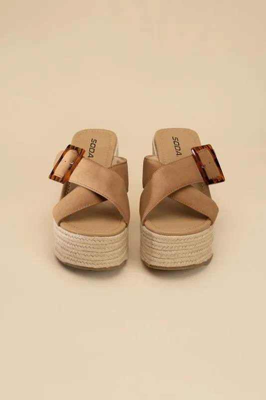 SODA Manta Espadrille Platform Slides
