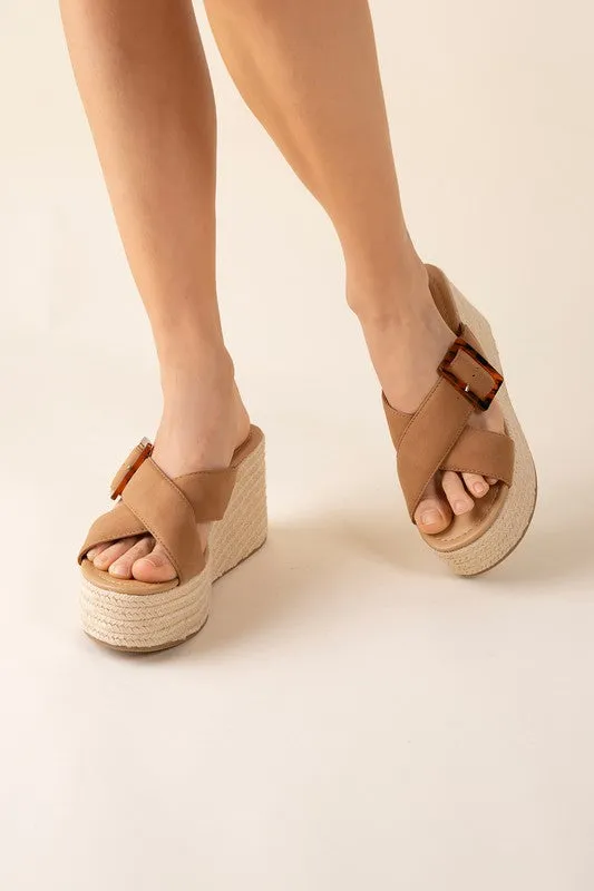 SODA Manta Espadrille Platform Slides