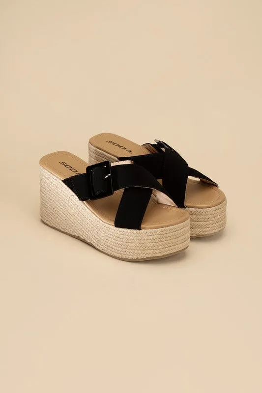 SODA Manta Espadrille Platform Slides