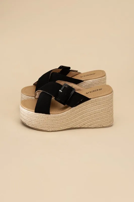 SODA Manta Espadrille Platform Slides
