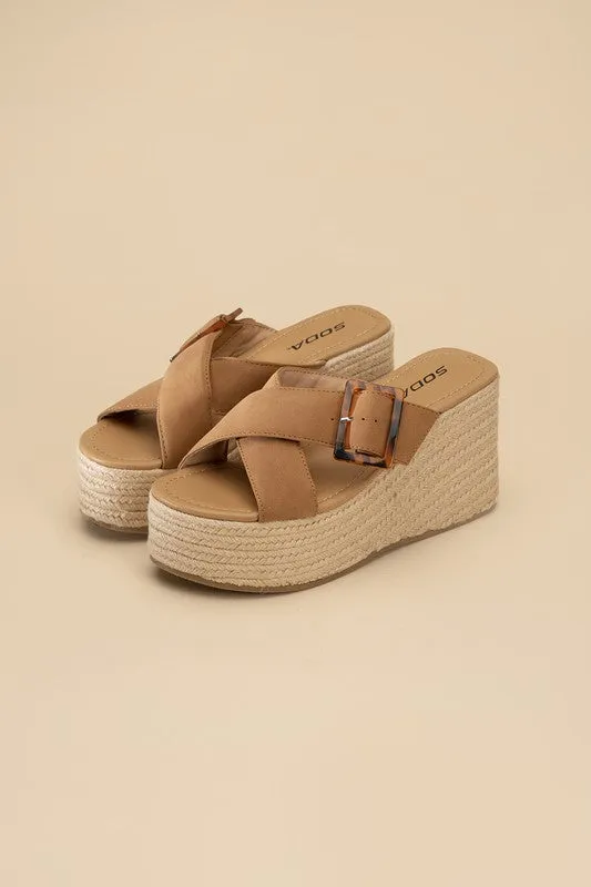 SODA Manta Espadrille Platform Slides
