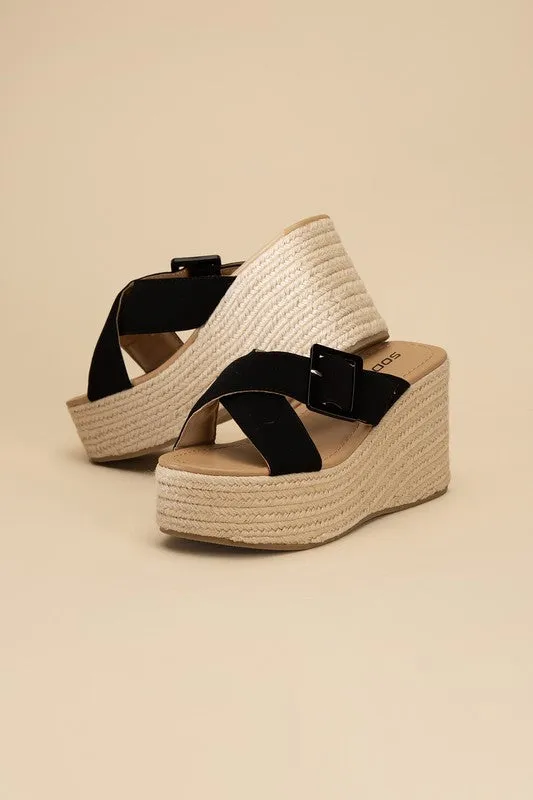 SODA Manta Espadrille Platform Slides