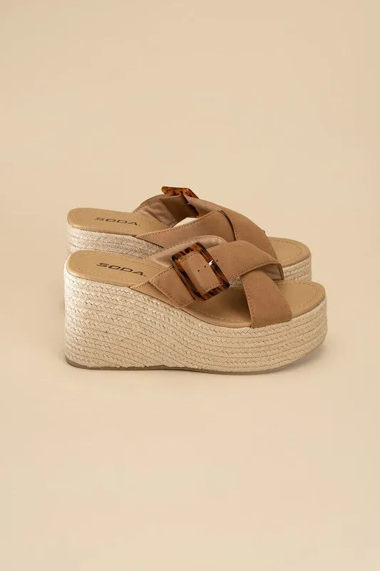 SODA Manta Espadrille Platform Slides