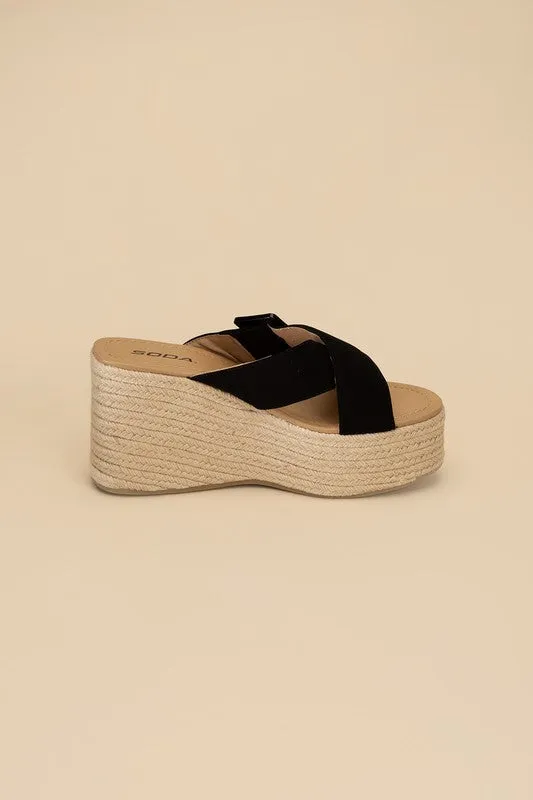 SODA Manta Espadrille Platform Slides