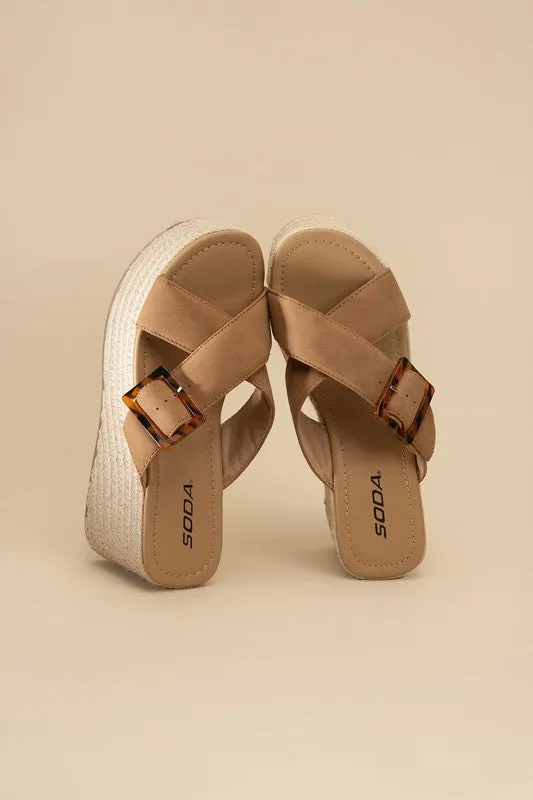 SODA Manta Espadrille Platform Slides