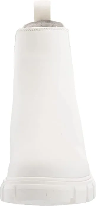 Steve Madden Howler White Pull On Block Heel Platform Fashion Ankle Boots