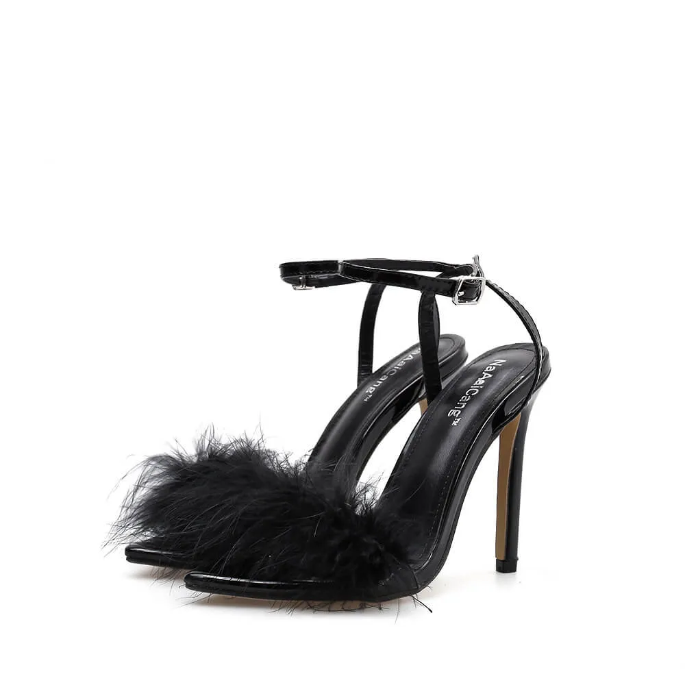 Stiletto High Heel Fur Buckle Party Sandals