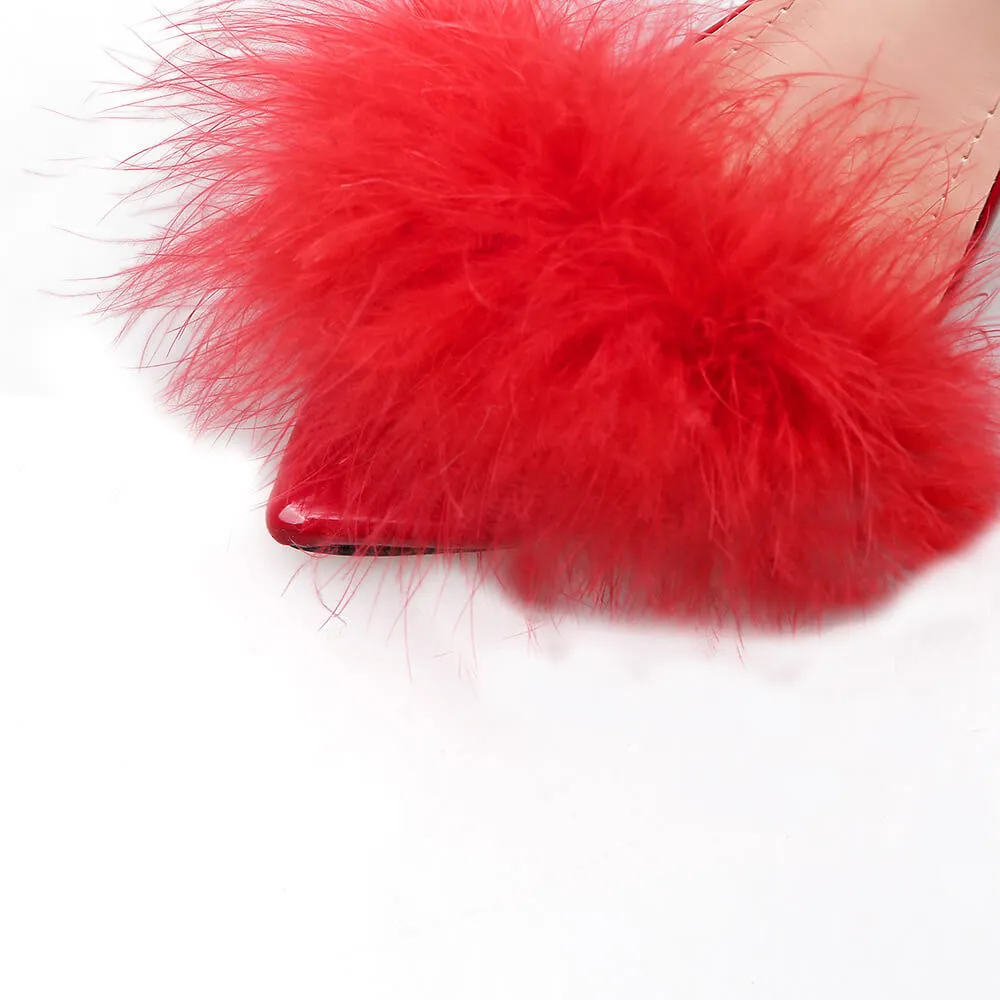 Stiletto High Heel Fur Buckle Party Sandals